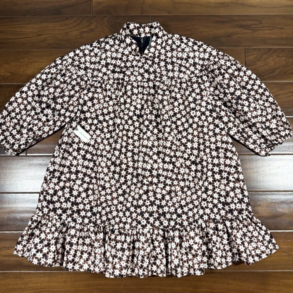 Anthropologie Women's Size Medium Star Print Mock Neck Swing Mini Dress